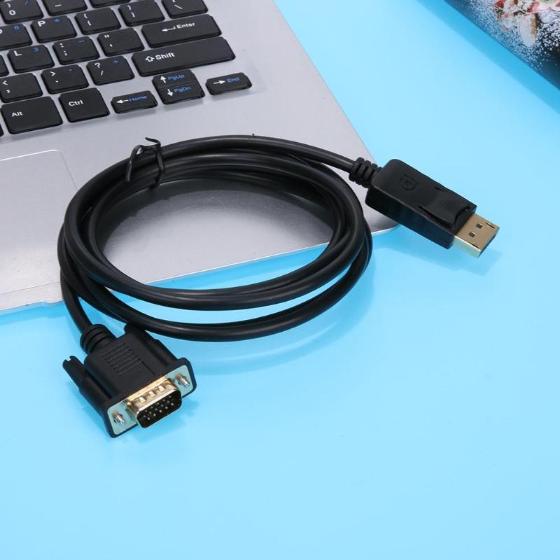 1.8m thunderbolt expositor porto dp para vga adaptador macho conversor cabo suporta para 1920x1200 reduzido blanking resolução de vídeo