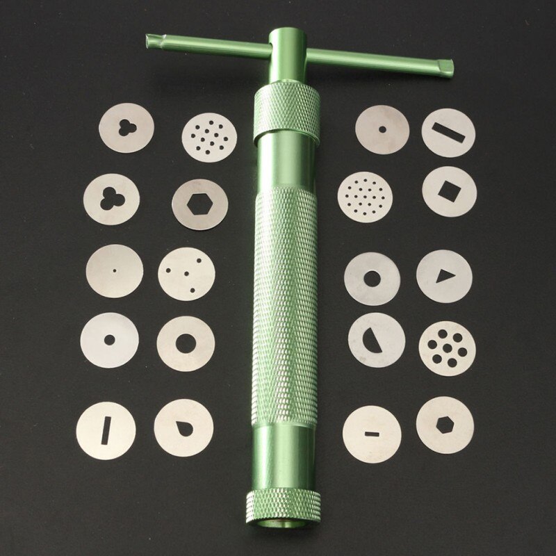 Pasta Extruder Craft Tips Craft Fondant Cake Sculptuur Polymeer Klei Gereedschap Cool Rvs Suiker: Groen
