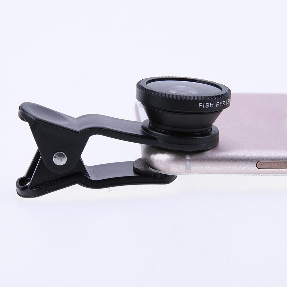 3 en 1 Mini objectif de caméra Fisheye avec pince téléphone Portable grand Angle Macro Kit d'objectif de caméra Portable démontable accessoires Photo