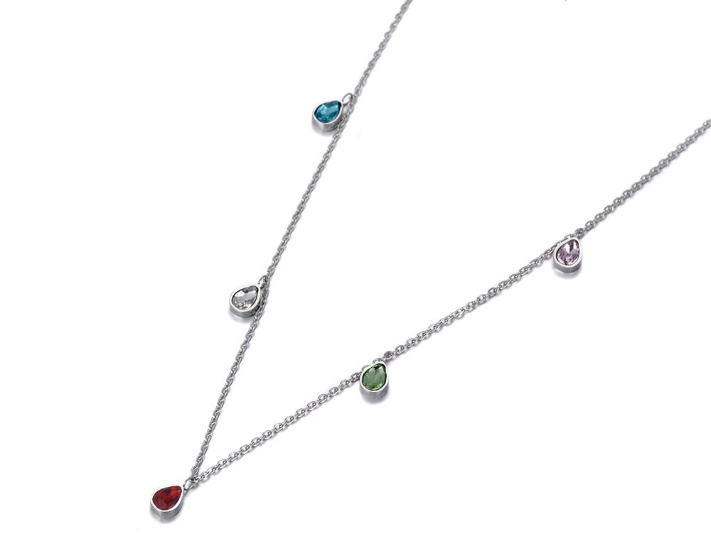 Lokaer Titanium Stainless Steel Colorful Water CZ Crystal Choker Necklaces For Women Girls Bohemia Pendant Necklace N19181