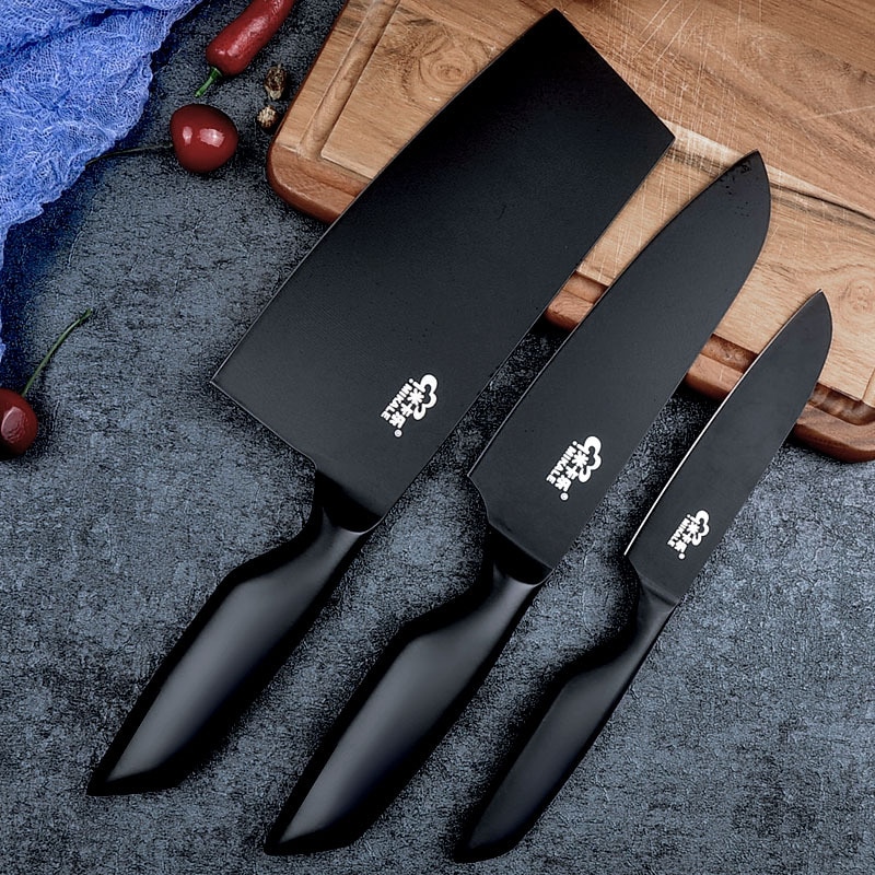 Non-stick kökskniv set 4 cr 14 mov rostfritt stål kök kock knivar set nakiri santoku skalkniv 3 st set matlagningsverktyg