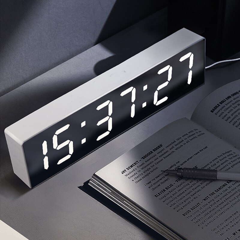 Elektronisk skrivebord vækkeur enkelt kalender ur lysende vækkeur nordisk stil digital zegar led hjem indretning  dd60ac