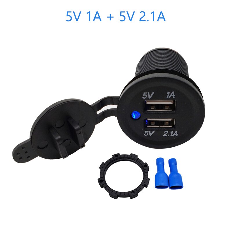 Dual Auto Usb Adapter Oplader Voor Motorcycle Auto Truck Atv Boot Mini Auto Charger Sigarettenaansteker Auto-Oplader 12V 24V: 3