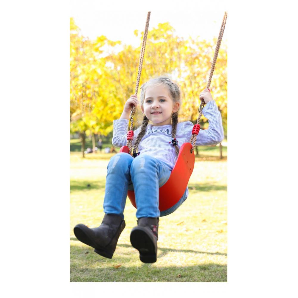 Schommelstoel voor binnen en buiten, 3-in-1 kinderschommel, tuinschommel, verstelbaar touw, kunststof schommelzitje met rugleuning (B