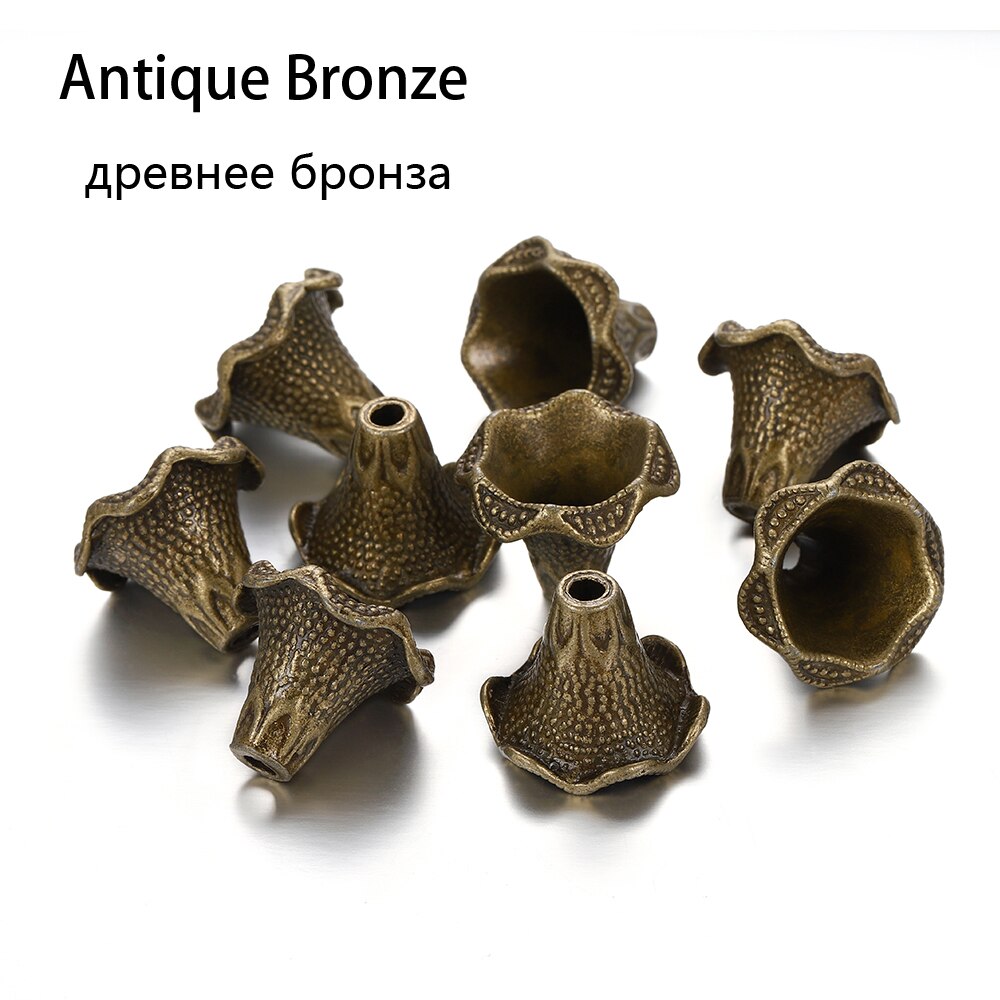 2 sztuk/partia Alloy starożytny złoty różne kształty kwiat koraliki czapki zaślepka złącza dla DIY kolczyki tworzenia biżuterii Accessroies: Bronze 4