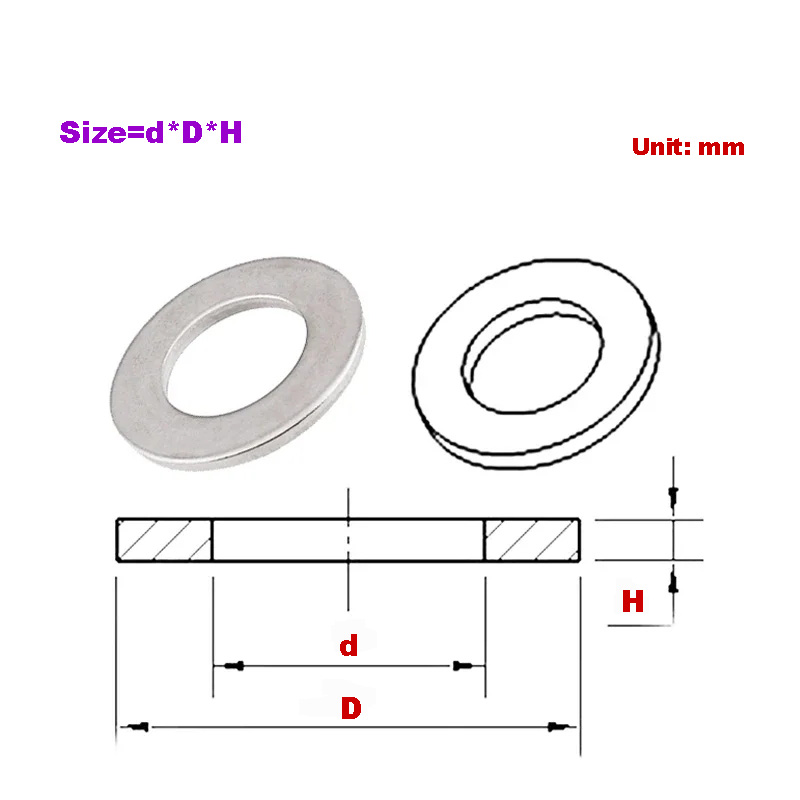 304 Stainless Steel Big Metal Gasket / Flat Washers M1.6-M22