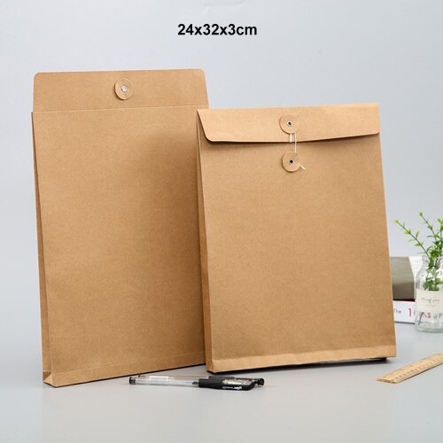 10pcs A4 White/Black/Kraft Paper File Organizer Envelope Document Bag: 24x32x3cm kraft
