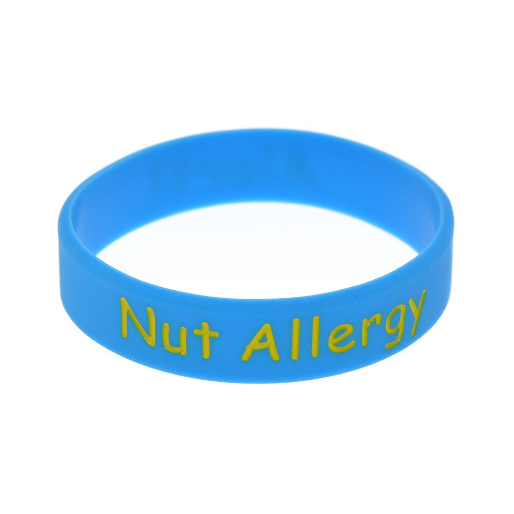 Pulsera de silicona con grabado para niños, brazalete de colores con advertencia de alergia a nueces, a la ,: 05 one pcs