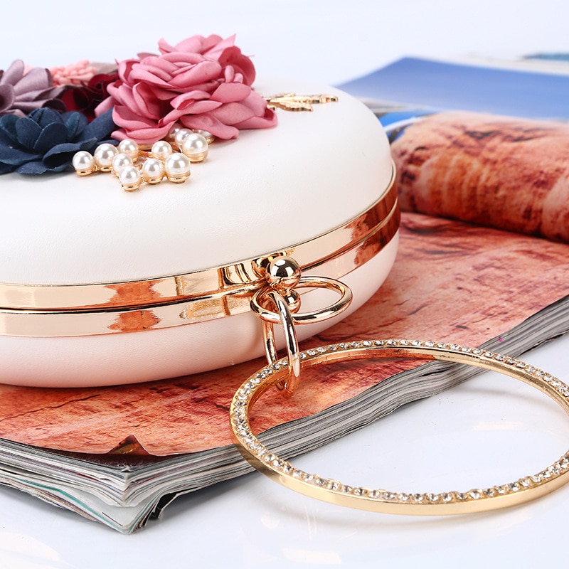Sac de soirée circulaire, portefeuille de fête de luxe, organisateur de fleurs, pochettes, Mini porte-monnaie de mariage, LS0020