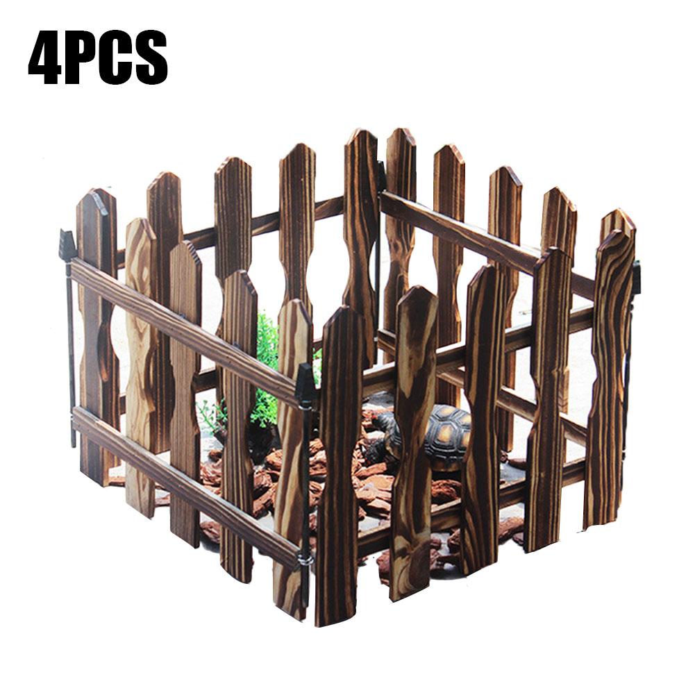 Pet Playpen Carbonized Pet Fence Turtle Wooden Fence Rabbit Tortoise Fence 4pcs For Indoor Outdoor Use Pet Gate
