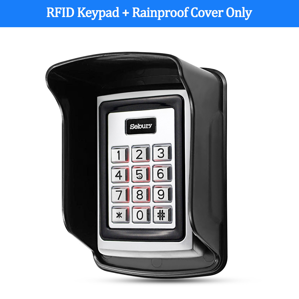 Metal RFID Access Control Keypad Waterproof Outdoor Rain Cover 125KHz Card Reader 10pcs EM4100 Keyfobs for Lock System Sebury: Keypad with Cover
