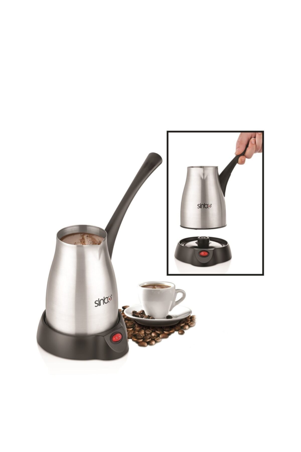 Stainless Steel 500ml Turkey Coffee Maker With Base Electric Coffee Pot 220V Very Foamy Turkısh Coffee