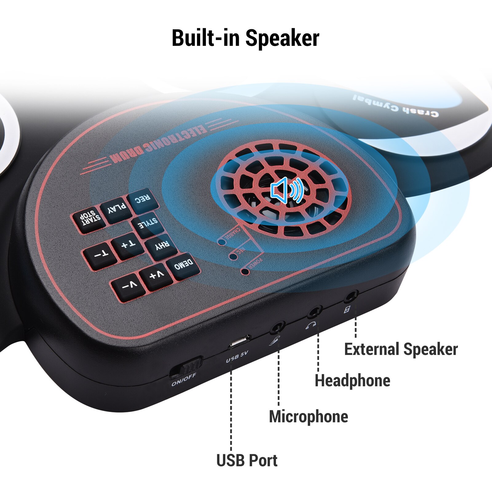 Portable Roll-up Electronic Drum Pad Silicon Digital Drum 9 Demo Songs 10 Rhythms Record 3.5mm Microphone Input