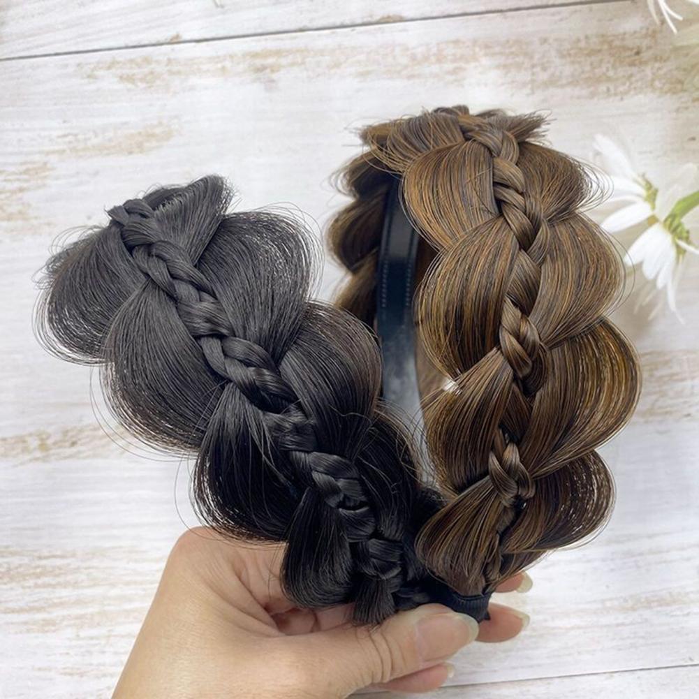 Braided Headband with Teeth Synthetic Heat-Resistant Realistic Human Hair Headband Secure Hair Fix Hair Hoop Women Headband