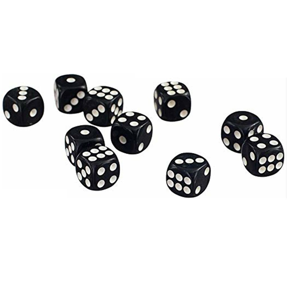 50 stuks 12mm Zwart Acryl Dobbelstenen Ronde Zes Zijdige D6 D & D RPG KTV Bar Party Dice Game