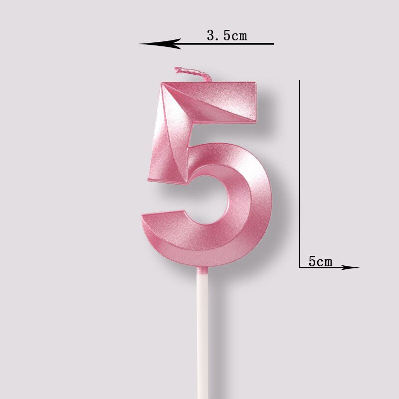 Rose pink Number Candles Party Cake Topper Candle Kids Baby Birthday Anniversary Party Decoration: number 5