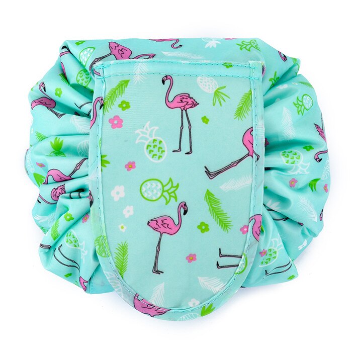 Women Unicorn Flamingo Cosmetic Bag For Travel Drawstring Makeup Toiletry Storage Organizers Portable Wash Kits Bag: Green
