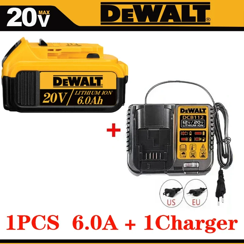 100% DEWALT originele 18V, 6.0AH, DCB115, DCB118 acculader, snel opladen, lithiumbatterij, gereedschapsbatterij: Licht Geel