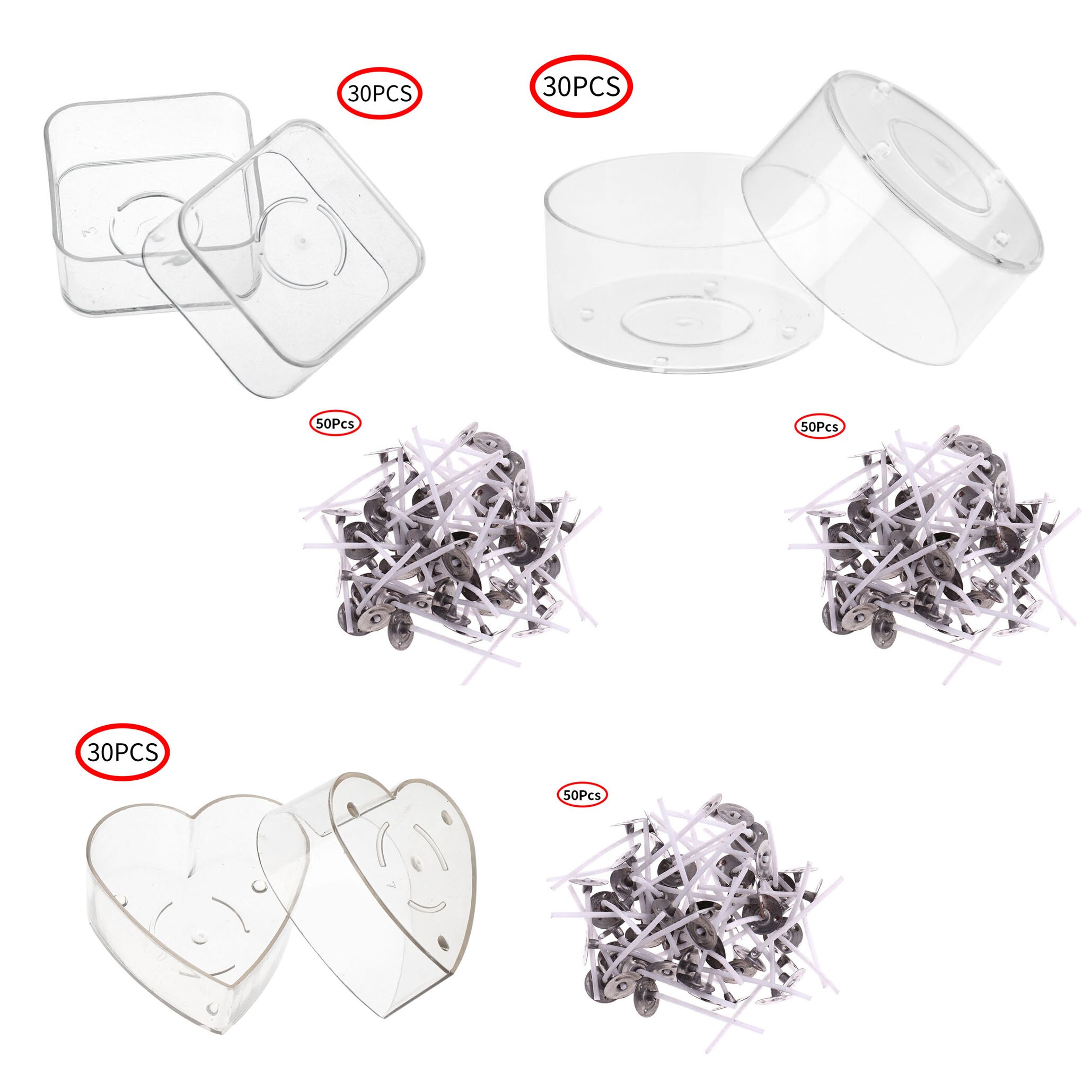 Taza de vela de té en forma de corazón/cuadrada con mecha para hacer velas para boda, religión, Día de San Valentín, decoración de cenas con velas