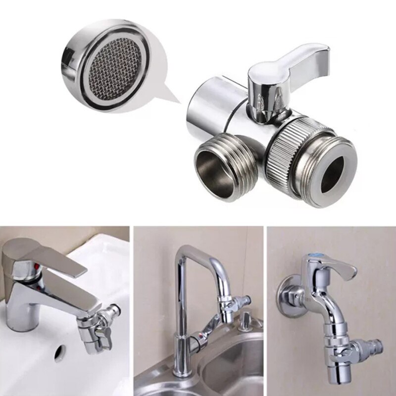 1 pcs Faucet Valve Diverter Sink Valve Water Tap Faucet Splitter Adapter For Home Bathroom Kitchen Diverter