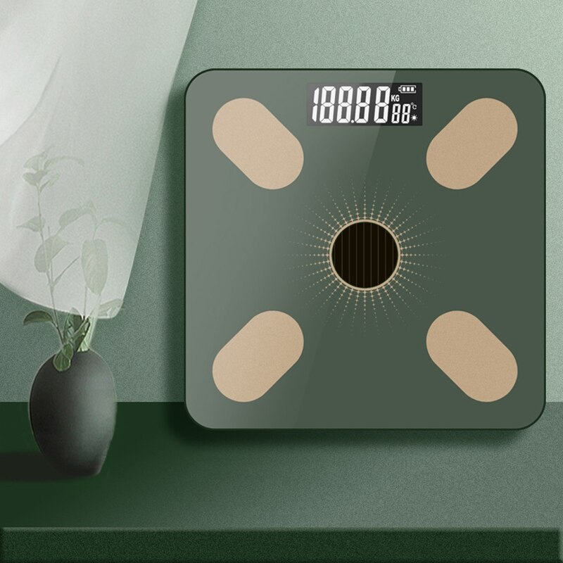 Bluetooth Electronic Body Fat Scale Smart Digital Bathroom Weight Scales Balance Body Solar Charging Toughened Glass LCD Display