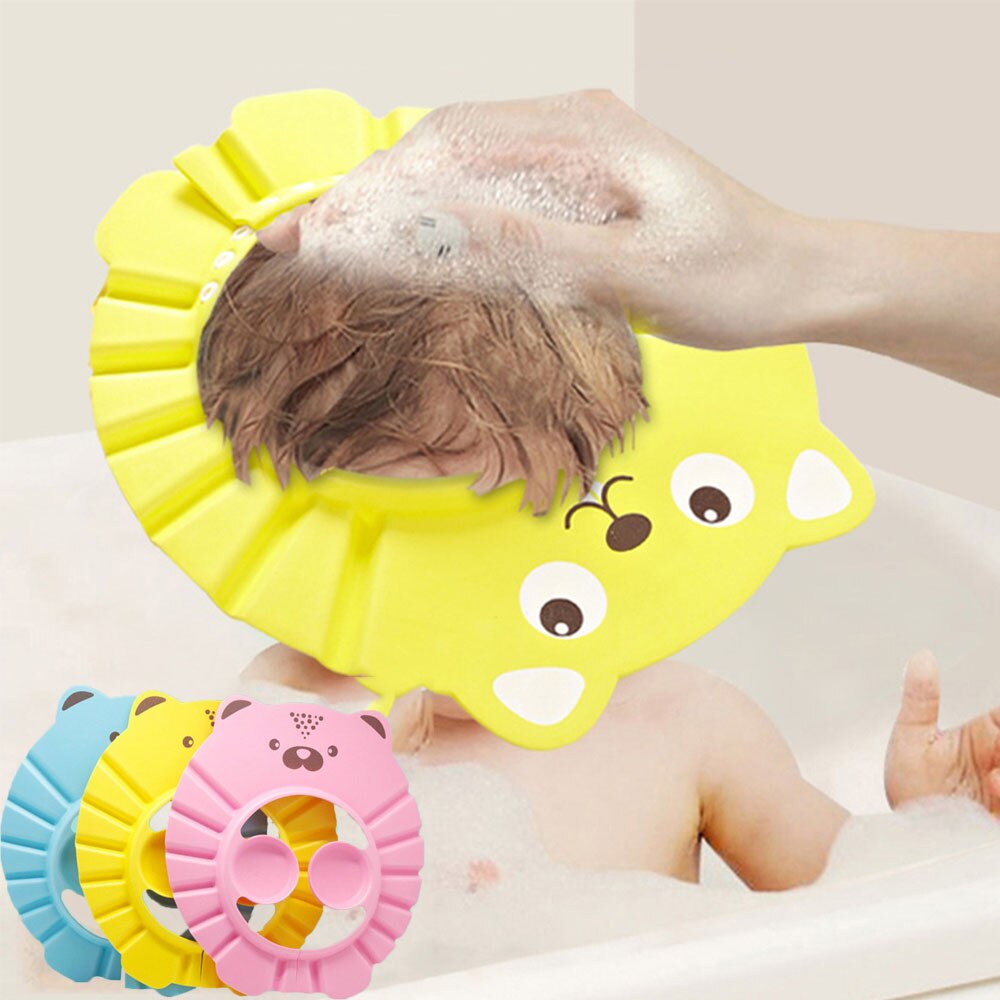 Baby vandtætte ørehætter børn tegneserie brusebad hætte børn badning hår vask børn brusebad hætte miljømæssige eva harpiks
