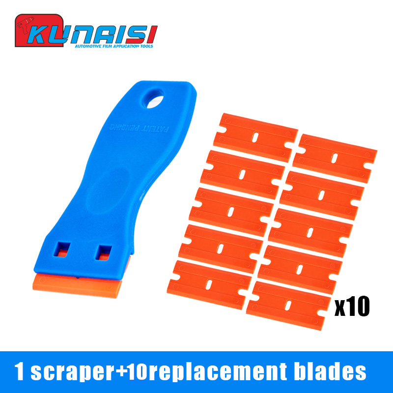 Rascador de cuchilla de doble filo, herramienta removedora con cuchillas para etiquetas, pegatinas, eliminación de calcomanías, tinte de ventana automática, aplicación de vinilo: Plata