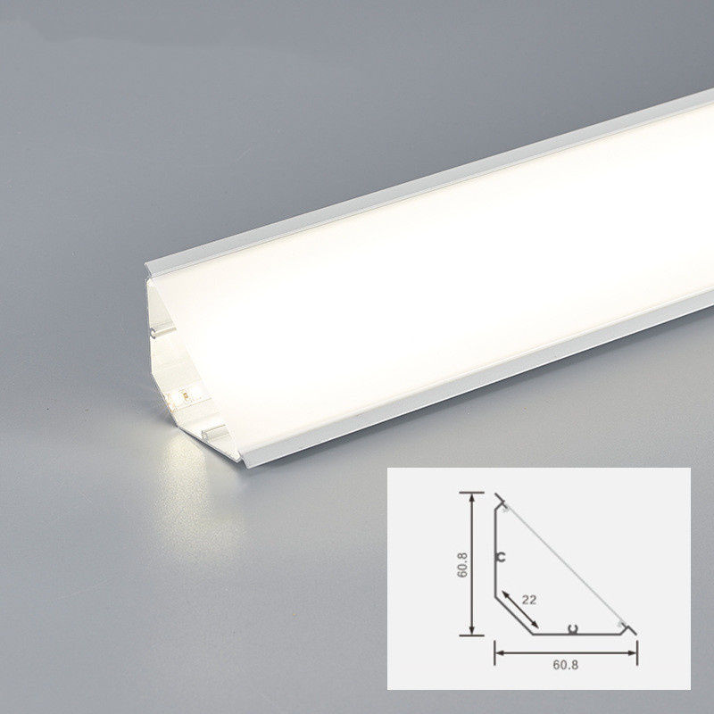 Ceiling Led Aluminum Profile Surface Mounted Wall Top Corner Decoration Indoor Atmosphere Lighting Linear Hard Bar Light Lamps: Light Grey / Light purple
