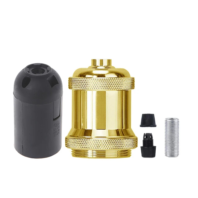 Douille de lampe Vintage, support de lampe à vis Edison, bases d'ampoule E27, Base de lumière à monter soi-même avec anneau: GRIS