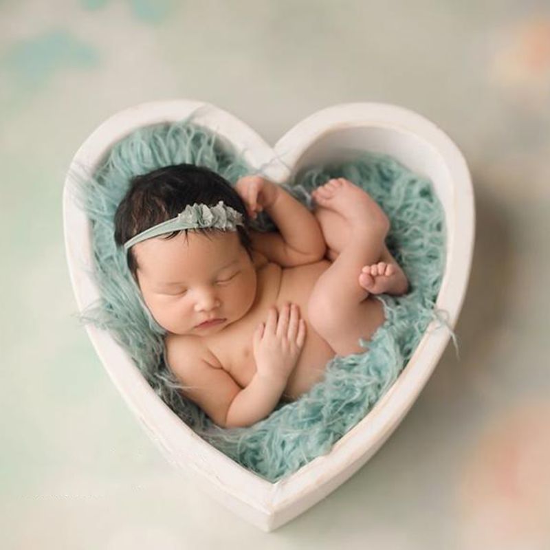 Fotografia do bebê adereços de madeira caixa de forma de coração recém-nascidos foto posando tiro prop acessórios