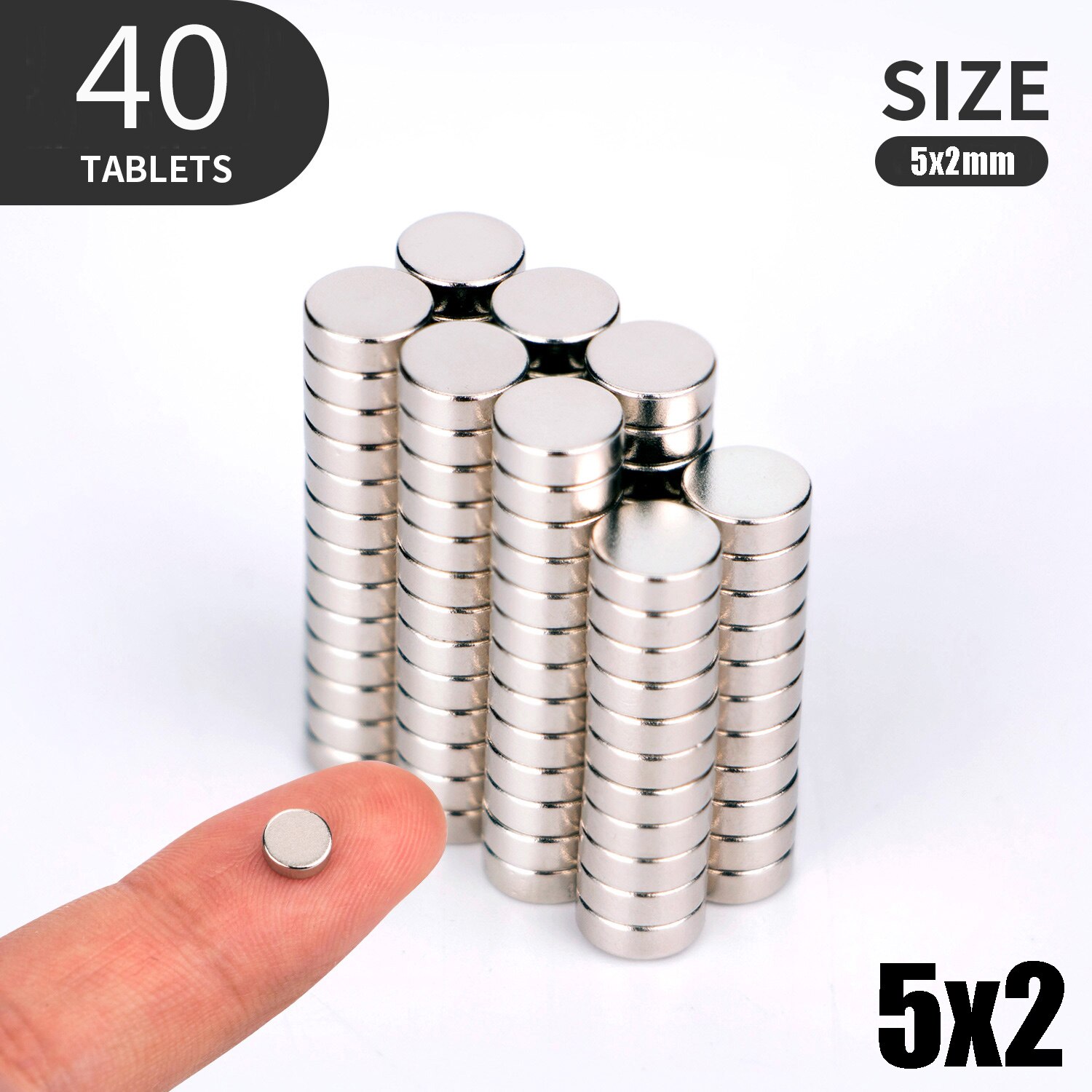 20 50 100PCS/Lot 5x2 6x1 6x1.5 6x2 6x3 6x4 6x5 6x6mm Magnet Small Round Magnet Strong magnets Rare Earth Neodymium Magnet: 40pcs(5x2)