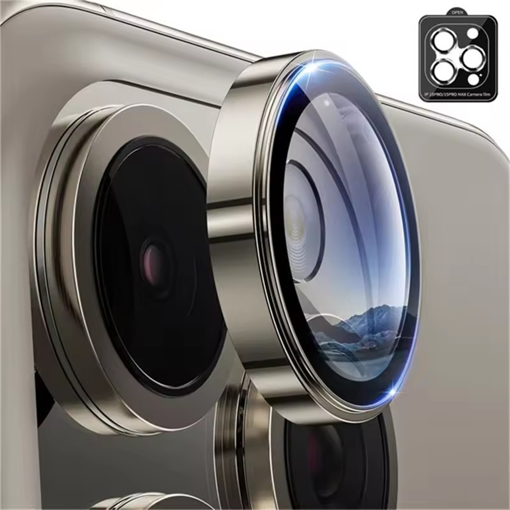 Protector de lente de cámara para iPhone 16 15 Pro Max, anillo de Metal, cubierta completa, película de lente de cámara para iPhone 16 15 Pro, accesorios para teléfono: Gris / Paquete 21