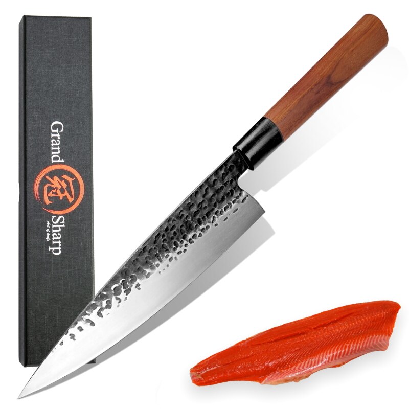 Ensemble de couteaux de Chef japonais Santoku Nakiri, couperet, utilitaire de tranchage, outils de boucherie en acier inoxydable 440C: 8 inch chef knife