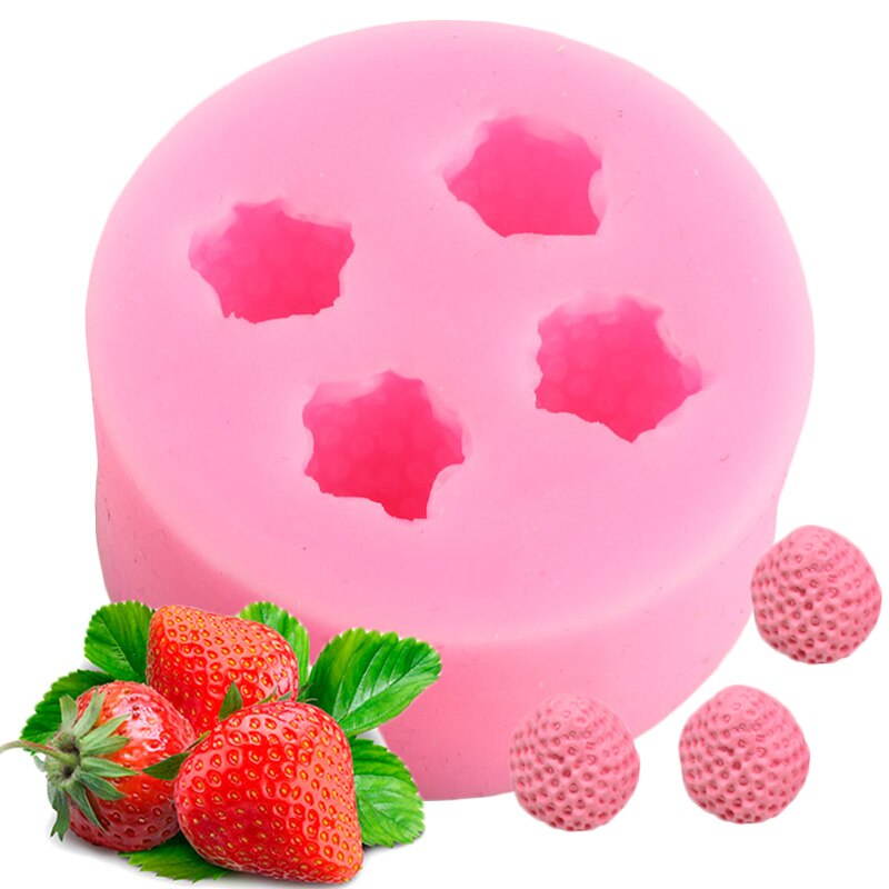 Fruit Raspberry Blueberry Silicone Mould Fondant Chocolate Jelly Making Cake Tools Decoration Mold DIY Candy Resin Clay Moulds: Strawberry2