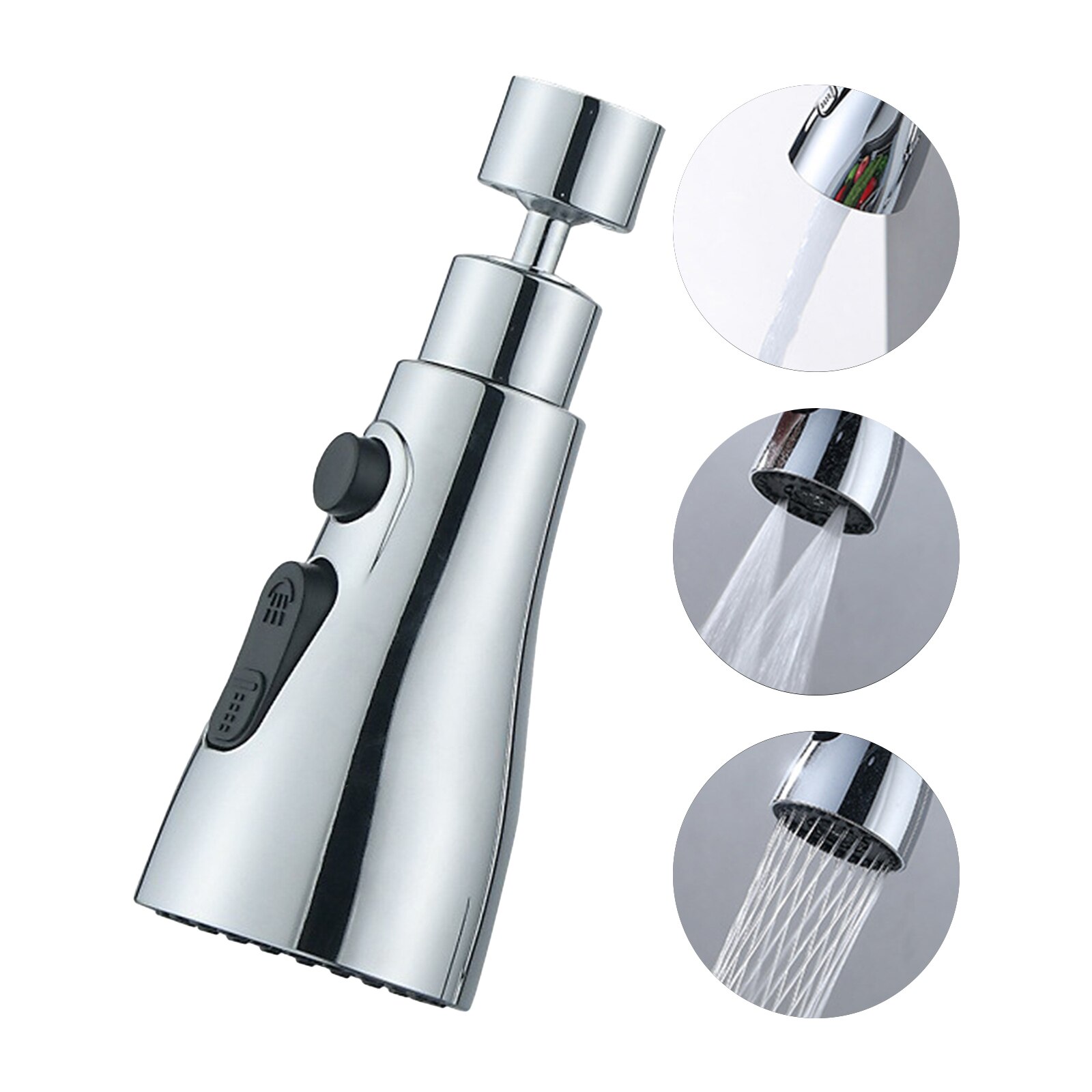 Kitchen Filter Faucet Spray Head Tap 360Rotation Water Faucet Bubbler Swivel Water Saving Economizer Head Extender Filter Nozzle: Silver