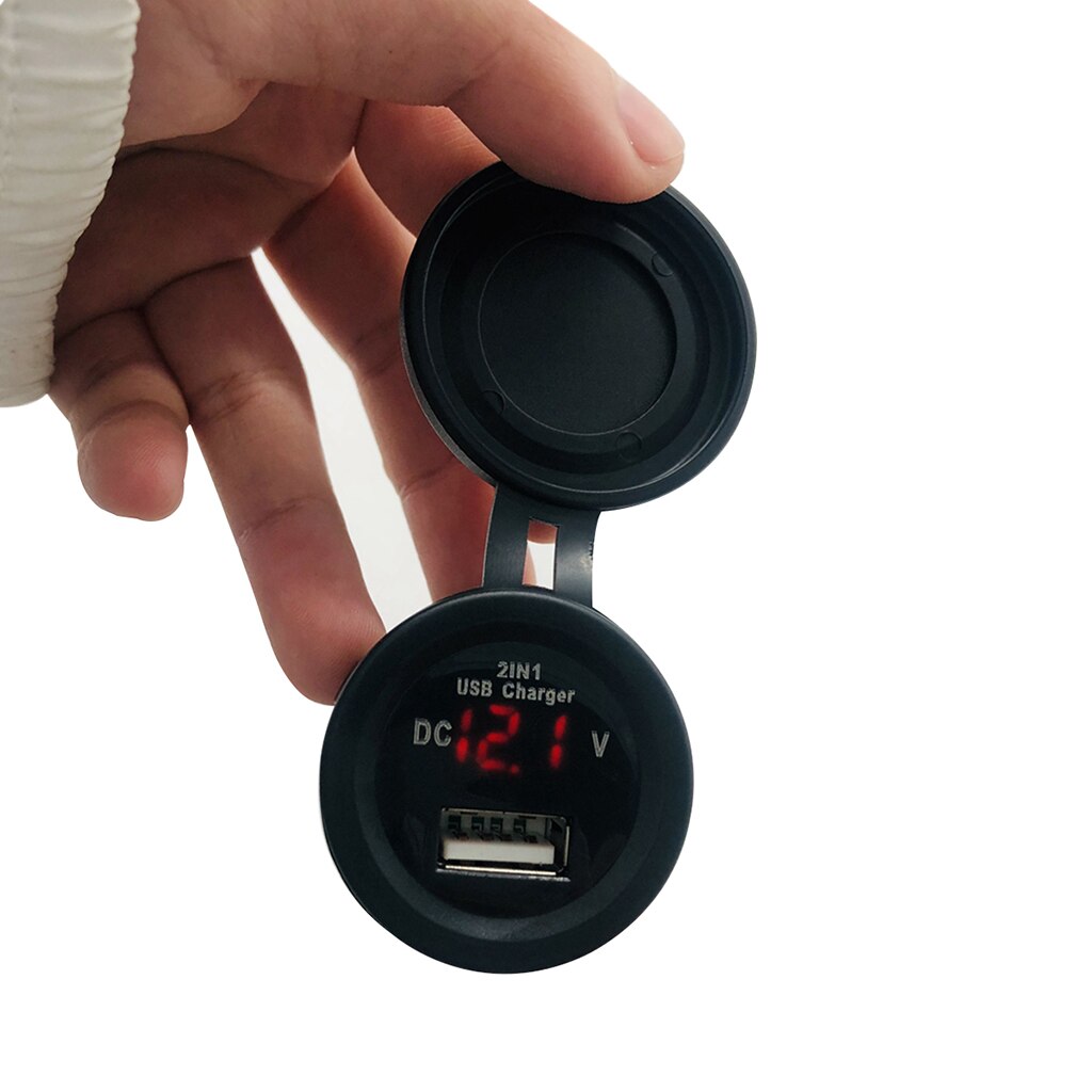 2 In 1 USB Quick Charge USB Charger 5V 3A LED Display Voltmeter Car QC Quick Charge Charger for Car Boat Motorcycle 12-24V
