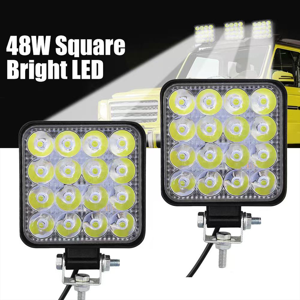 Bil ledet-lysbjelke 48w ledet-bjelker 16 barrer firkantet søkelyset offroad ledet-arbeidslys 12v 24v 27w til bil lastebil 4 x 4 4wd bil suv atv