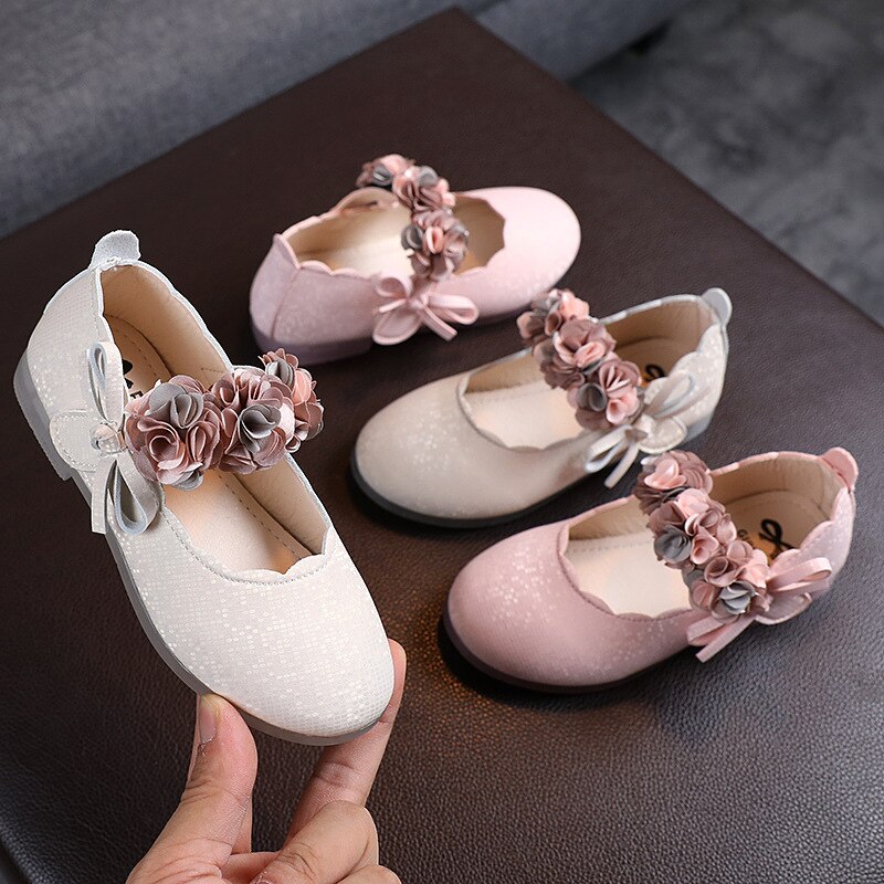 Chaussures de princesse en cuir souple pour filles, plates, avec nœud papillon, pour fête, automne 2022
