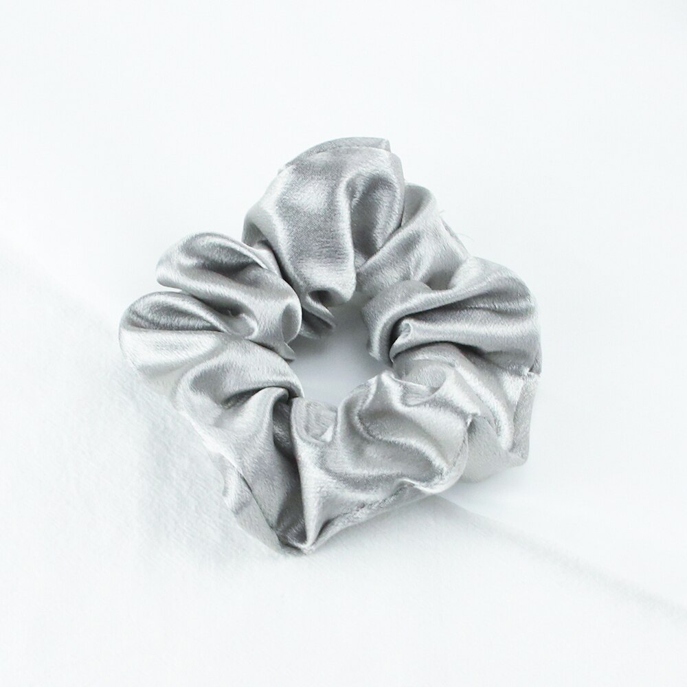 Chouchous en Satin de soie pour femmes et filles, élastique, en caoutchouc, solide, porte-queue de cheval, accessoires de cheveux, à la: Satin gray