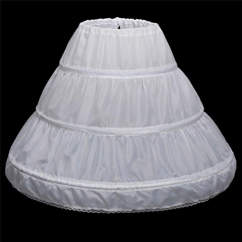 Op voorraad 3 hoepels één laag witte a-lijn bloemenmeisjesjurk petticoat kindercrinoline onderrok bruiloft accessoires