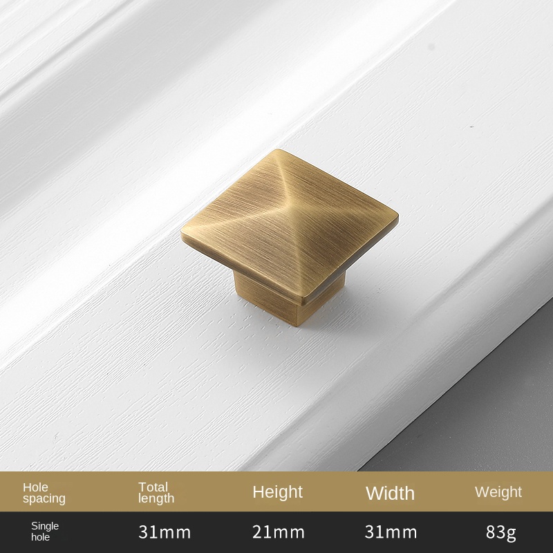 American pure copper solid furniture closet door brass single hole handle Chinese vintage cabinet drawer copper handle