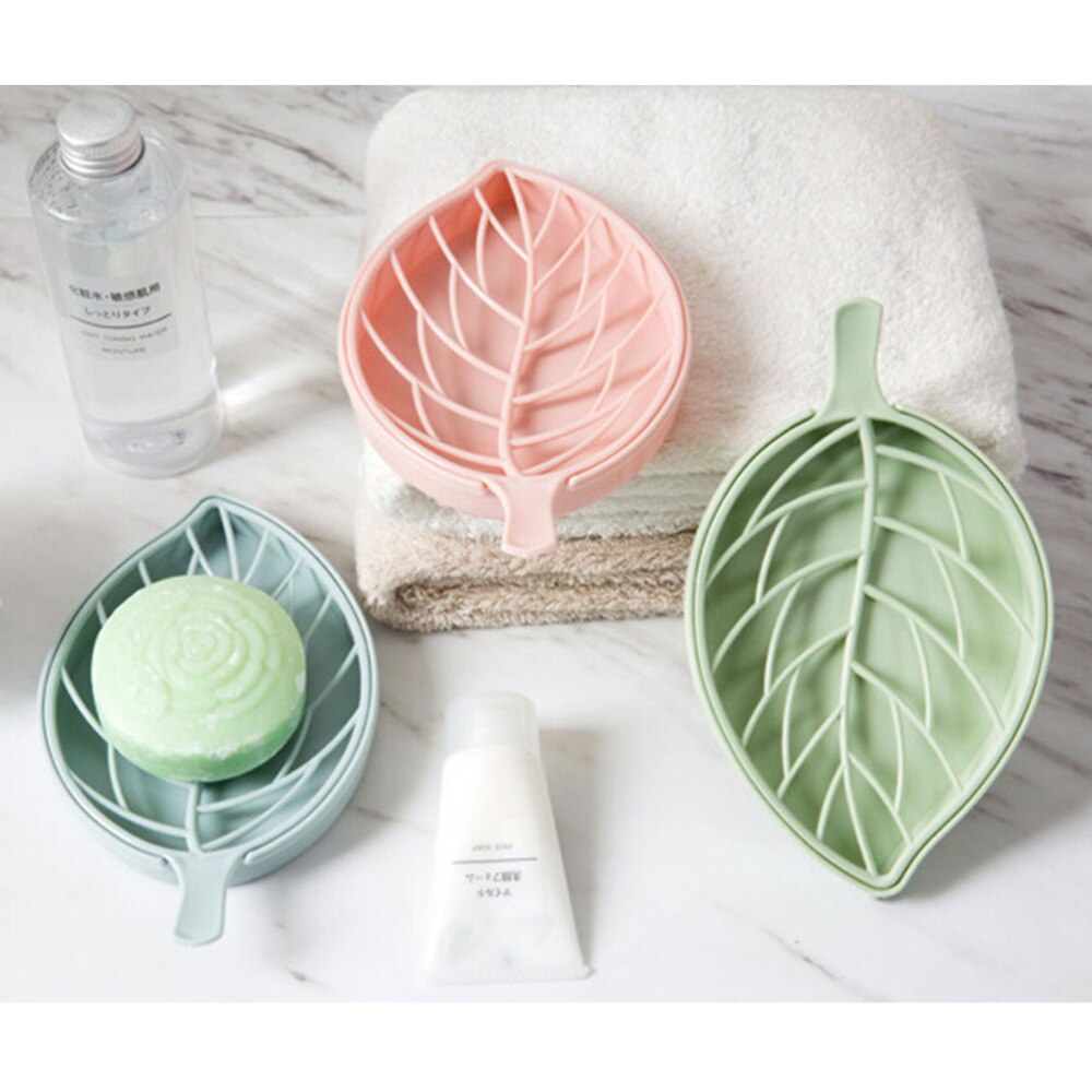 Zeepbakje in bladvorm met afvoer, zeephouder voor douche, badkamer, keuken)