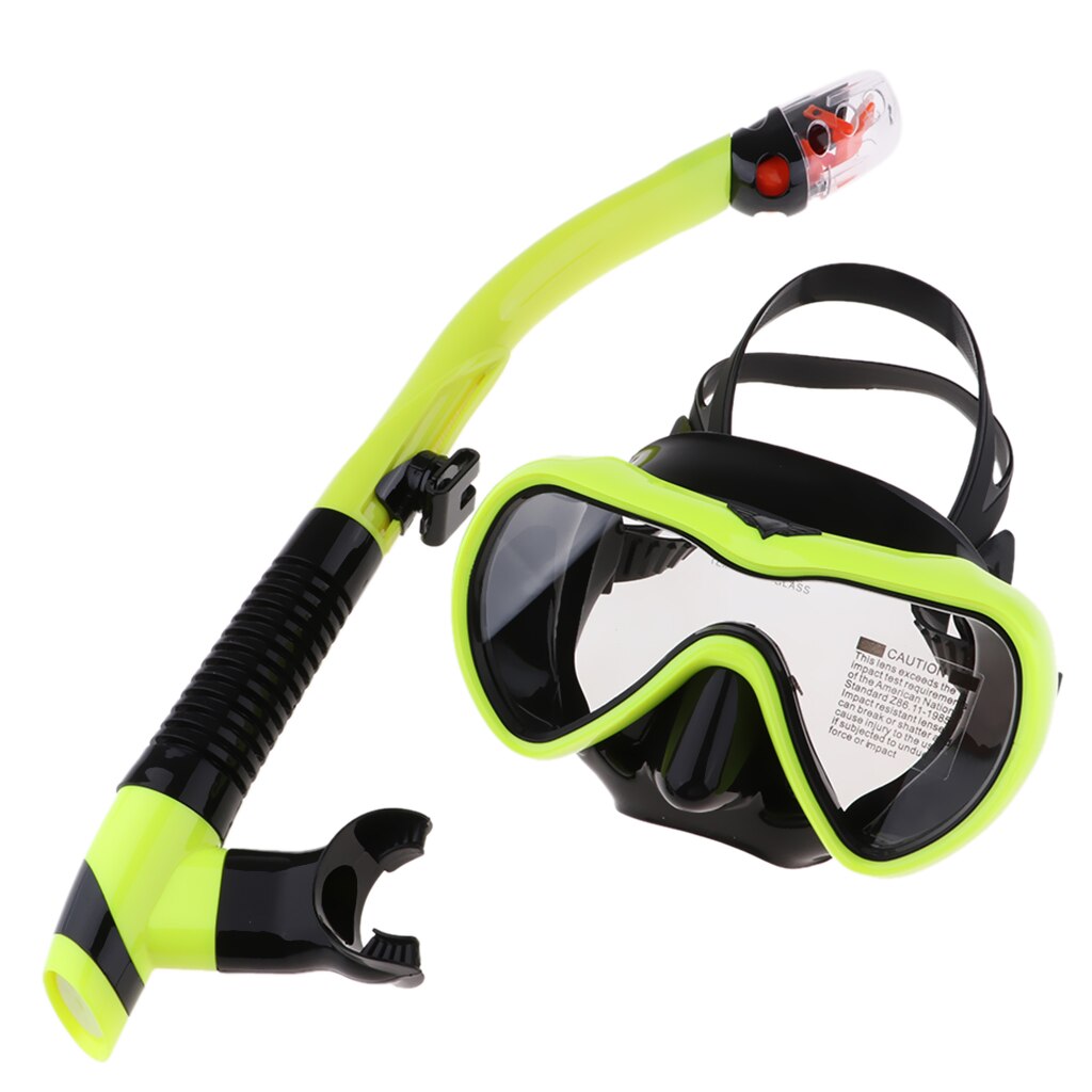 Volwassenen Duikbril Scuba Snorkel Set Droge Zwemmen Versnellingen Siliconen & Gehard Glas Duikbril: YELLOW