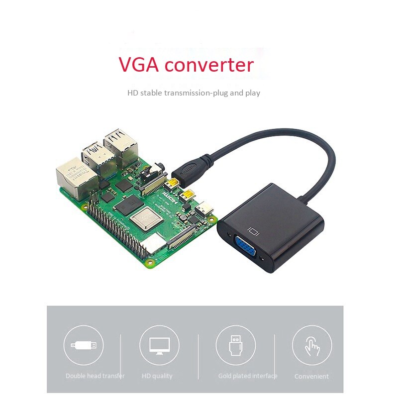 Micro-HDMI to VGA Adapter Cable 1080P Video Converter with Audio Jack USB Power Cable for Camera Raspberry Pi 4