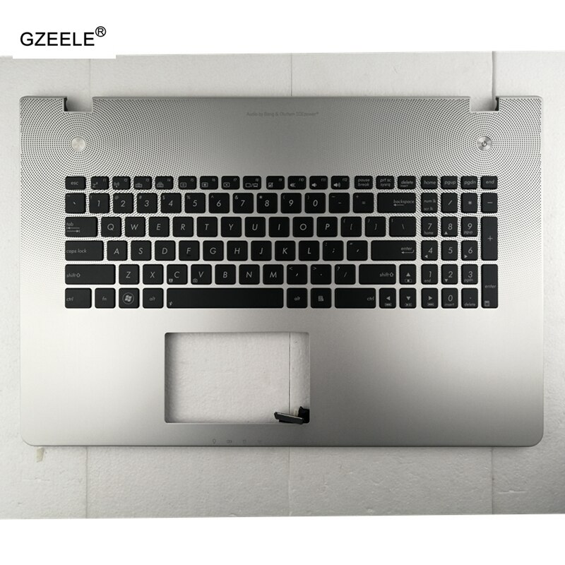 Gzeele Us Keyboard Voor Asus N76 N76VB N76VJ N76VM N76VZ Zilver Top Case Laptop Palmrest Hoofdletters Kb Bezel Met backlight