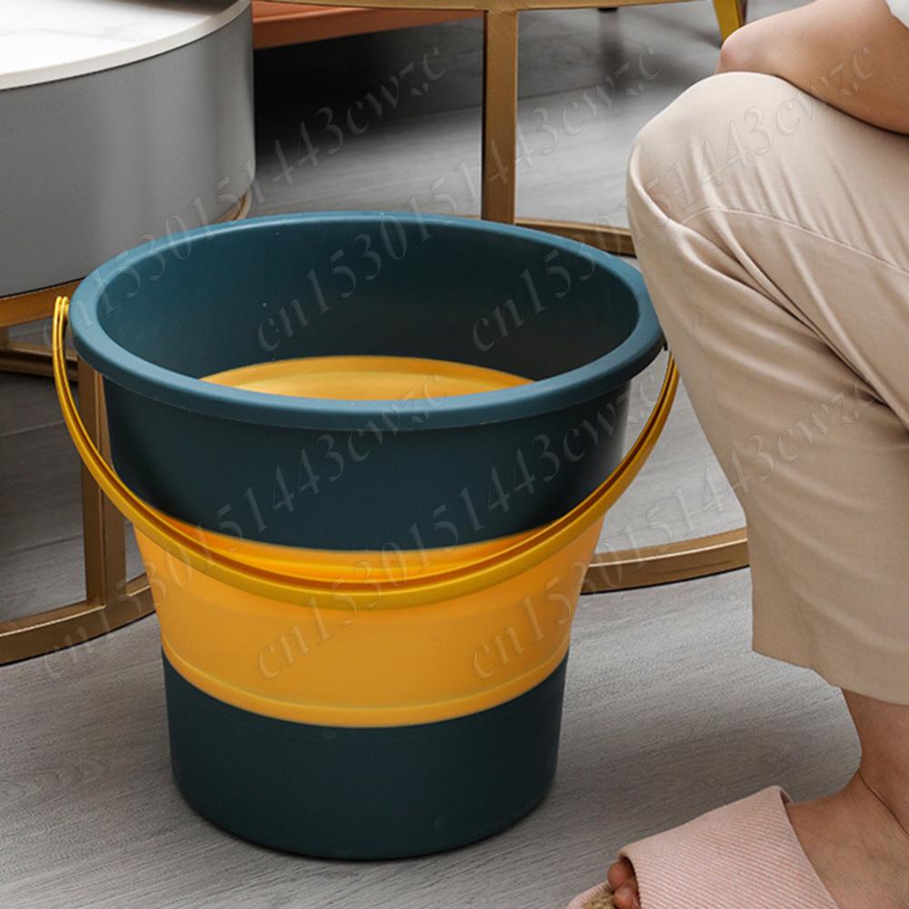 Cubo plegable de silicona multifuncional, contenedor de agua, ahorro de espacio, 5/10L
