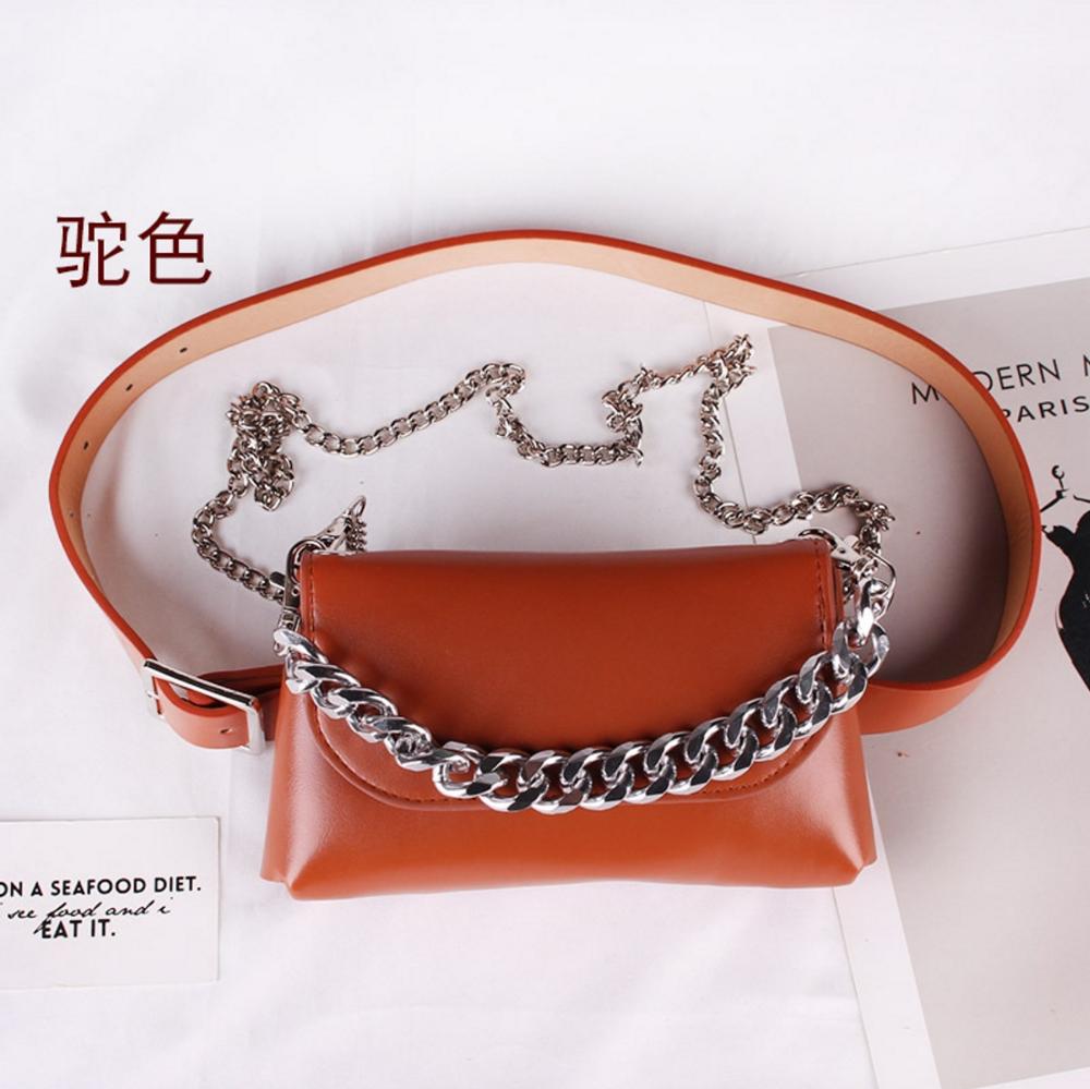 Women Leather Chain PU Leather Waist Bags Crossobdy Hand Bag Tote Clutch Chain Messenger Bags Shoulder Bag Flap Handbag for Lady: Camel