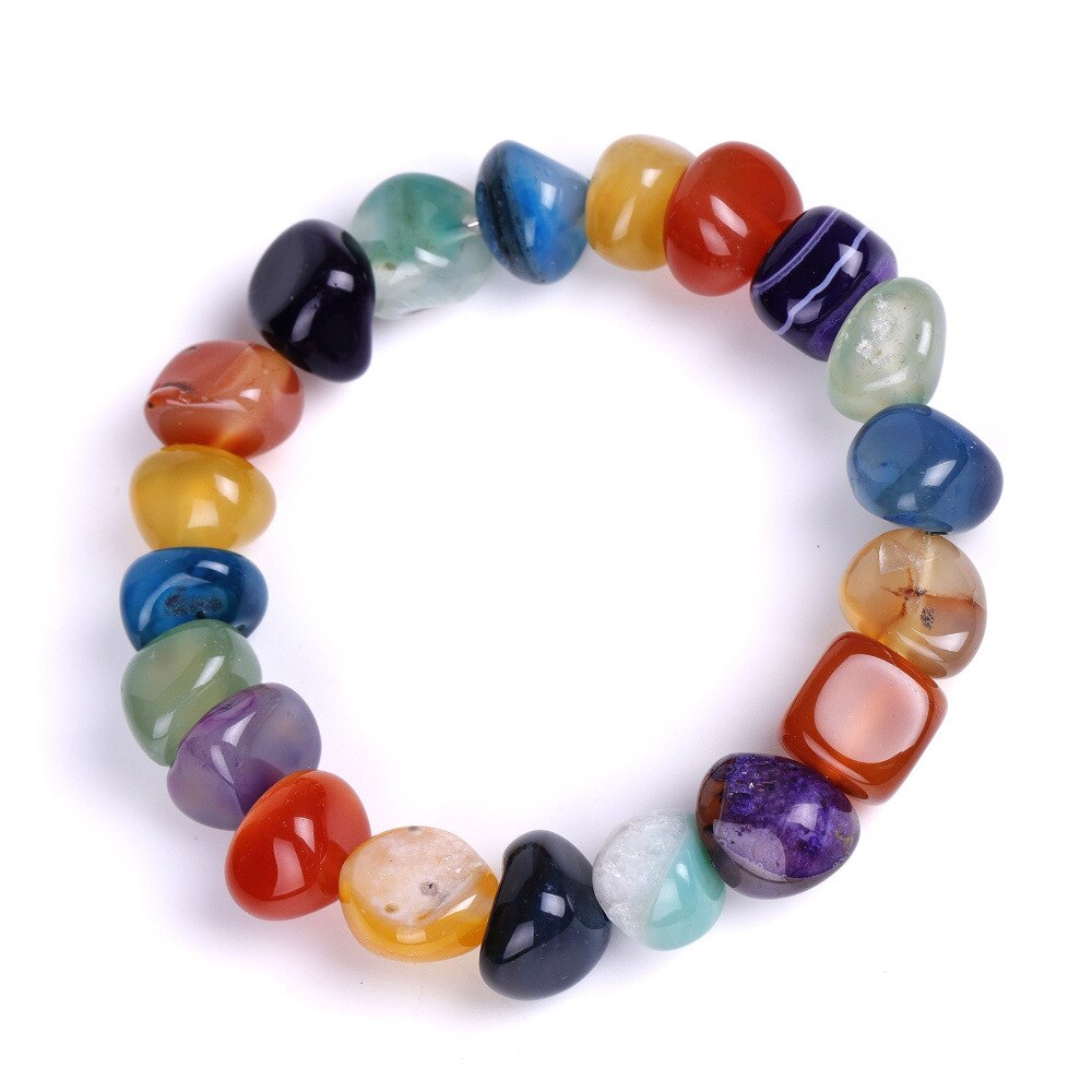 Onregelmatige Natuursteen Kleurrijke Kralen Zomer Armband Groen Geel Rood Carneool Elastische Touw Balance Energy Body Armbanden: Colorfull agate 01