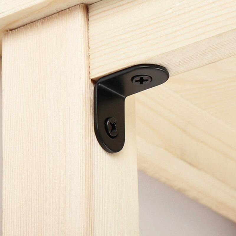 4 pcs L Shape Corner Bracket With Screws Connector Stainless Steel Fixing Right Angle Brace Furniture Hardware