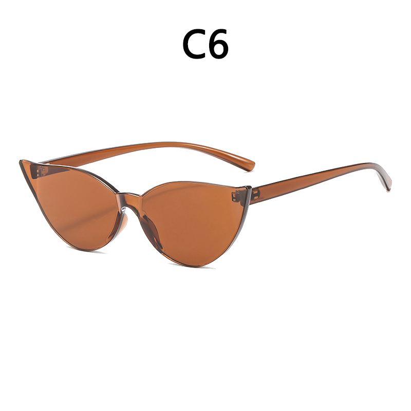Boyseen retro randloze cat eye zonnebril dames merk 90s trendy kleine groene oranje cat eye zonnebrillen  a003: C6